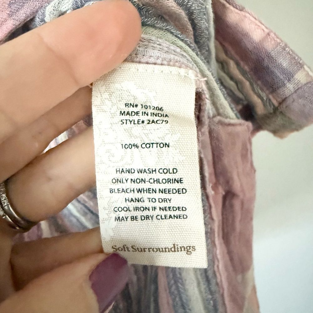 Soft Surroundings Cotton Gauze Multicolor Plaid Tunic Size S - Picture 4 of 7